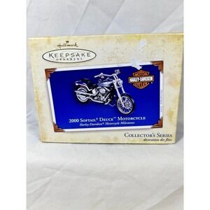Hallmark Harley-Davidson Ornament Unisex OS Blue Excellent 2000 Softail Deuce